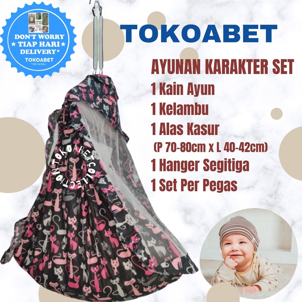 SET Ayunan Kain Karakter Manual Per Hanger Perlengkapan Tidur Bayi NEW VARIAN TOKOABET