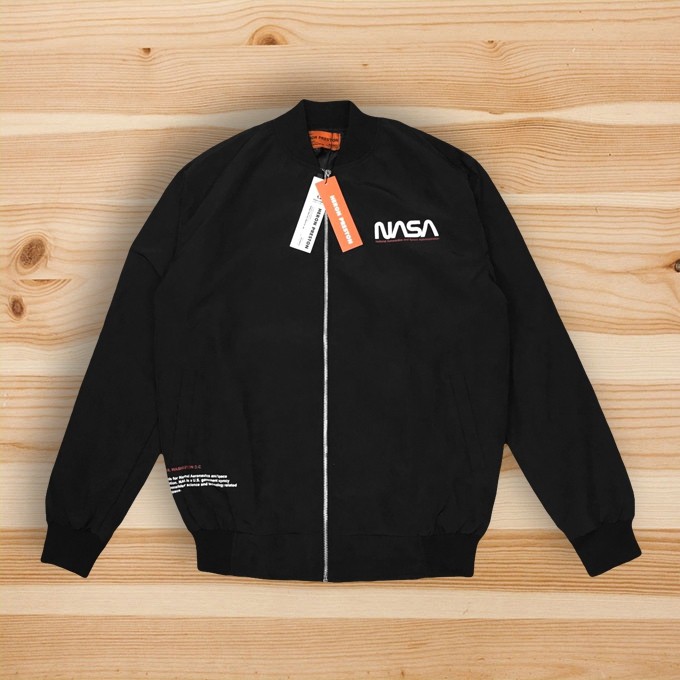 JACKET BOMBER NASA X HERON PRESTON ZIPPER USA FLAG EMBROIDERED BORDIR