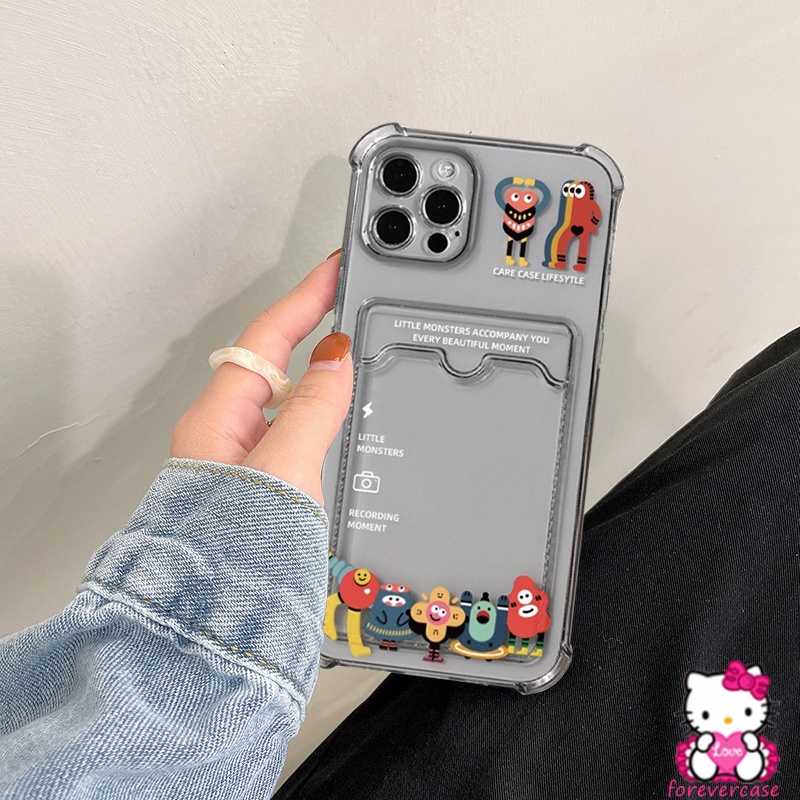 Casing Iphone 13 12 11 Pro Max X Xr Xs Max 6 7 8 6s Plus Motif Monster Kecil Transparan