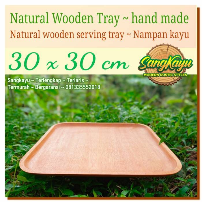 Natural Wooden Tray 30x30cm nampan kayu nampan saji serving tray