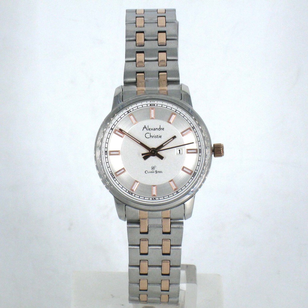 JAM TANGAN PRIA ALEXANDRE CHRISTIE 8511 AC 8511 ORIGINAL SILVER COMBI ROSEGOLD