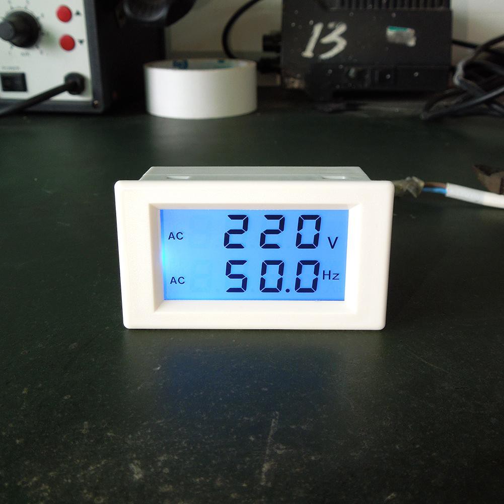 LCD Digital Dual Display AC 150-500V Voltmeter 45-65Hz Frequency Meter