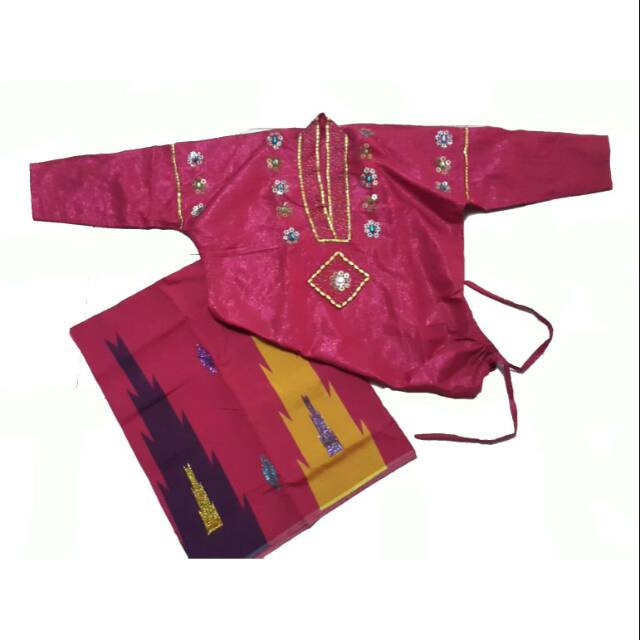 Baju Bodo Modern + Sarung Tenun Sutera Sengkang