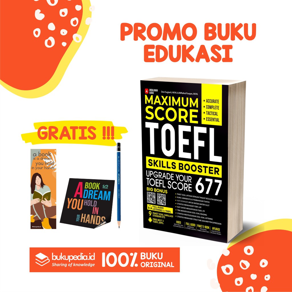 

BUKU MAXIMUM SCORE TOEFL SKILLS BOOSTER 4.8 - ANDALIMAN BOOKS - (BONUS PENSIL 2B, BOOKMARK, STIKER)