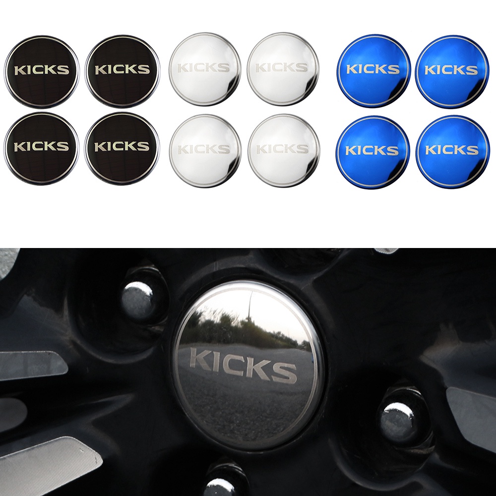 4pcs / set Stiker Cover Hub Velg Mobil Bahan Stainless Steel Untuk Nissan Kicks 2017-2021