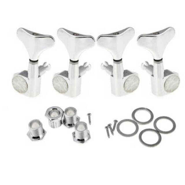 Dryer Puteran senar Tuning Peg Machine Gitar Bass / Bas Chrome Silver 2L 2R