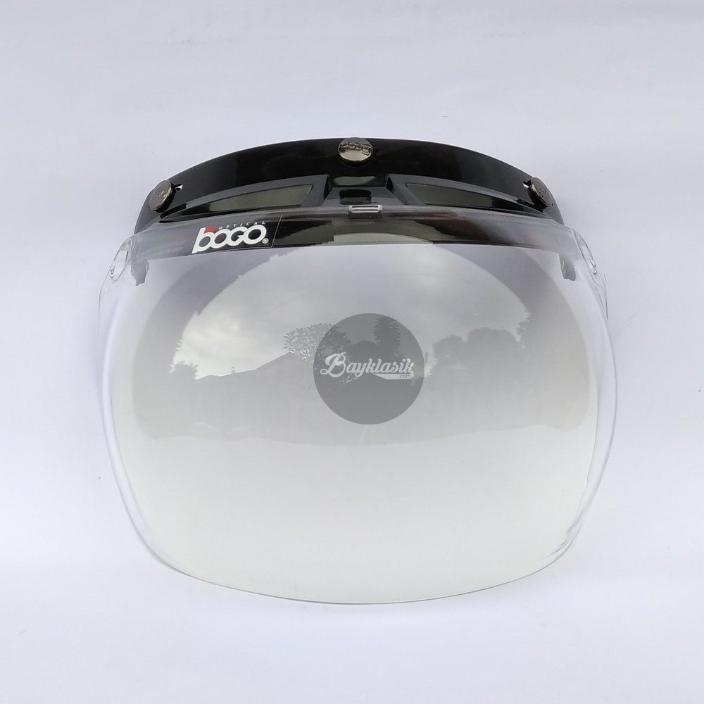 Kaca Bogo Cembung Bubble ORIGINAL (Kaca Retro/Kaca Helm/Kaca Visor/Visor Helm/BG 06/Hitam/Bening)