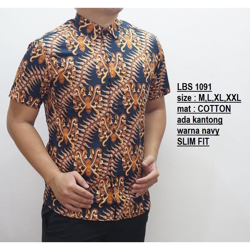 READY XXL BATIK PRIA SLIMFIT LENGAN PENDEK ORIGINAL LUIGI BATANI