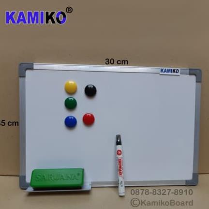 

Whiteboard Kamiko 30 x 45 cm Gantung - Spidol Hitam - Magnet - Hapusan