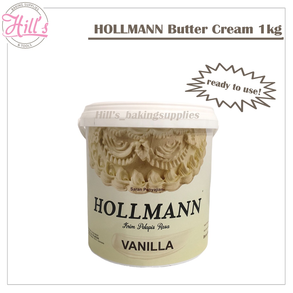 

BUTTER CREAM HOLLMANN 1 kg KEMASAN ASLI - SIAP PAKAI / VaNILA PUTIH HOLMAN BUTTERCREAM / HOLLMAN 1kg 1000gr