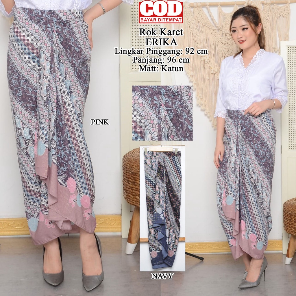 Bawahan Kebaya Batik Kekinian | Rok Kebaya Jadi Modern | Rok Karet Erika