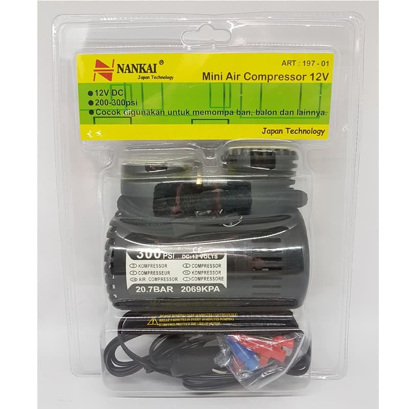 NANKAI Kompresor Mini Pompa Angin Ban Mobil Mini Air Compressor 12V