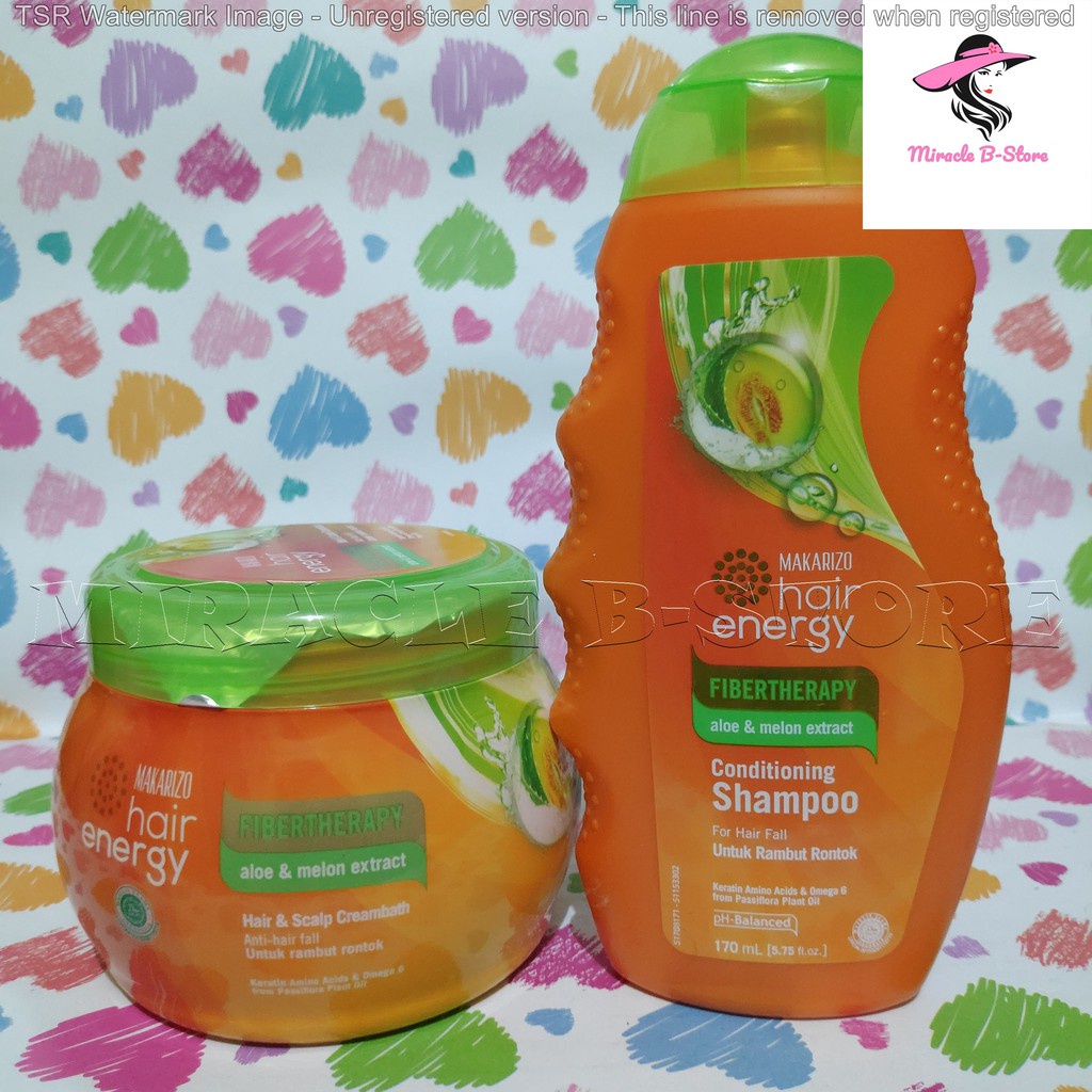 Makarizo Hair Energy Fibertherapy Conditioning Shampoo Aloe & Melon 170 mL / Shampo Kondisioner Makarizo Hair Energy Fibertherapy Hair & Scalp Creambath Aloe&Melon 500 mL / Perawatan Rambut Rontok-3