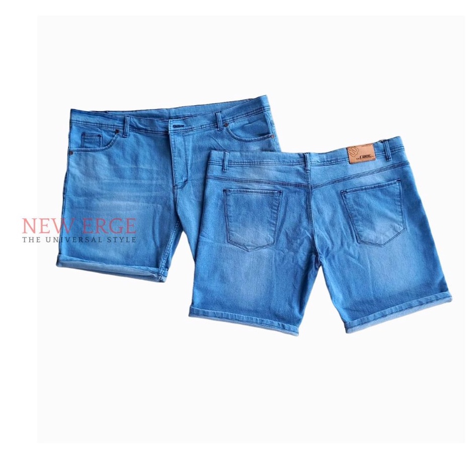 Celana jeans pendek pria jumbo big szie 30 - 48 bahan melar stretch