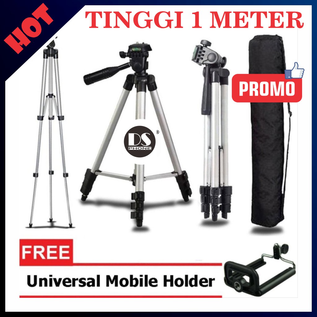 Tripod HP dan Kamera Dslr Universal + Free Holder U dan Tas Tripod Dudukan Kamera Original