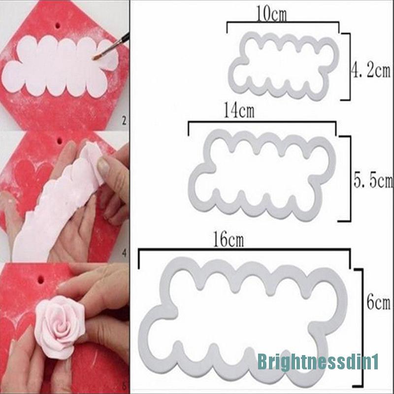 3pcs Cetakan Adonan Kue Fondant Desain Bunga Rose 3d Untuk Dekorasi