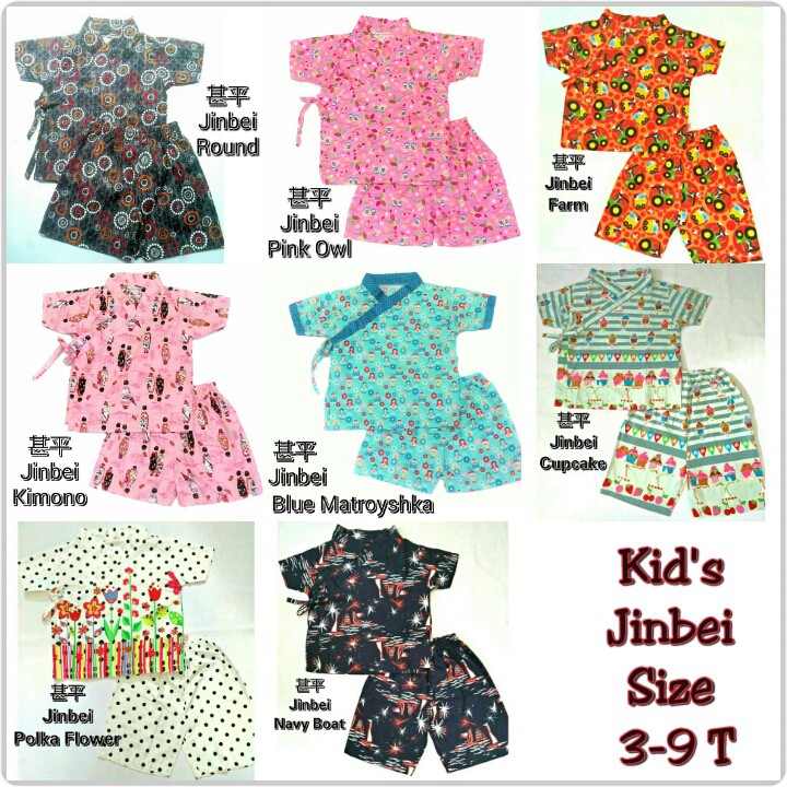 Setelan pakaian jepang Kid's M &amp; L JINBEI BOY GIRL  7-9 TAHUN jinbe jinbey kimono musim panas