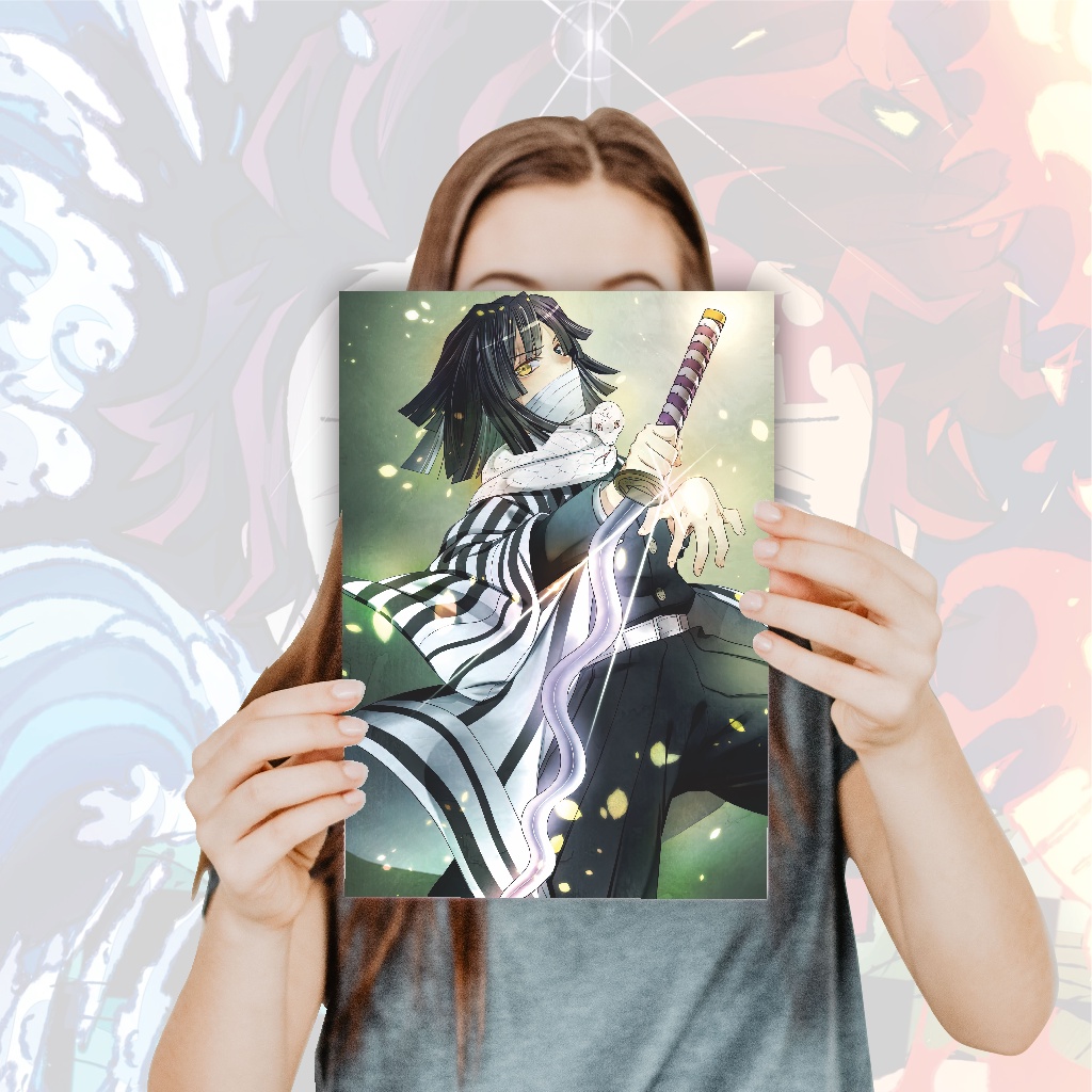 Poster Anime Kimetsu no Yaiba Demon Slayer Nezuko Tanjiro Zenitsu Giyuu Tomioka Inosuke - Size A4+-19 Obanai