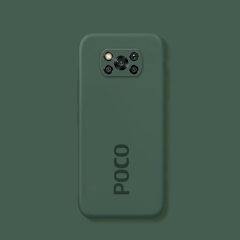 Casing Official Original Silicone Full Protection Soft Camera Protection Case Xiaomi Poco X3 NFC Pro Cover-Dark Green