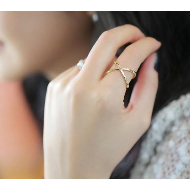 Cincin Wanita Titanium Alloy Planet Silang Cross X 3D Korea Trend Fashion Women Ring Silang Cewe