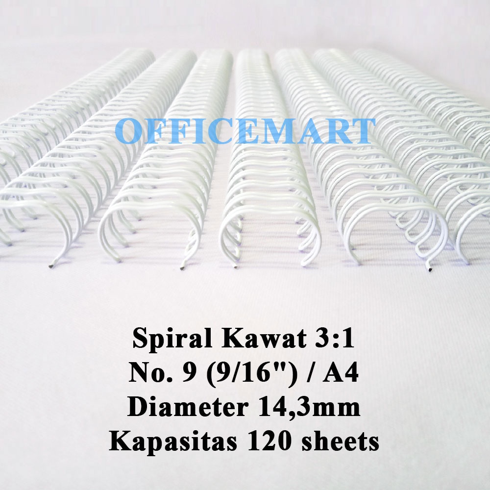 

JBI Spiral Kawat A4 3:1 No. 9 (9/16") - Putih (Box Isi 100 Batang)