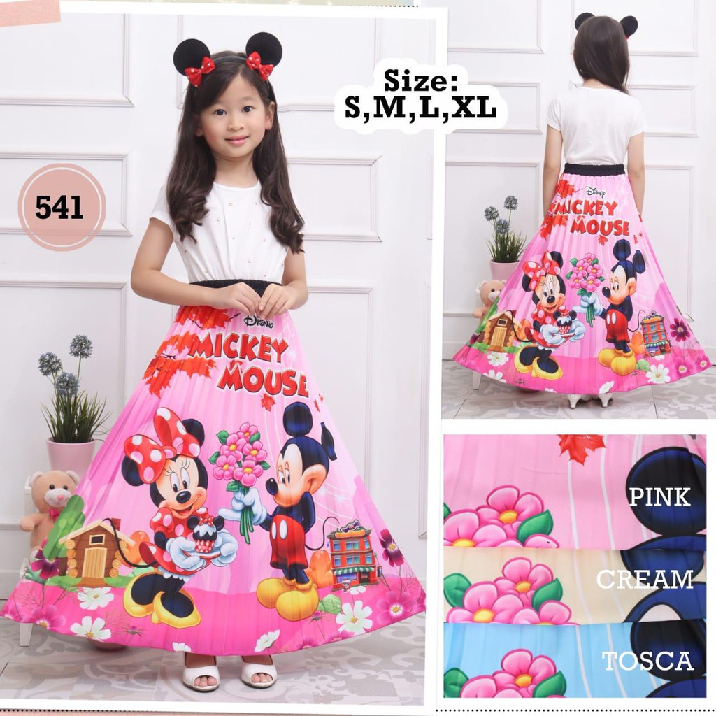 [GROSIR] 541 - ROK PLISKET ANAK GAMBAR DISNEY MICKEY MOUSE