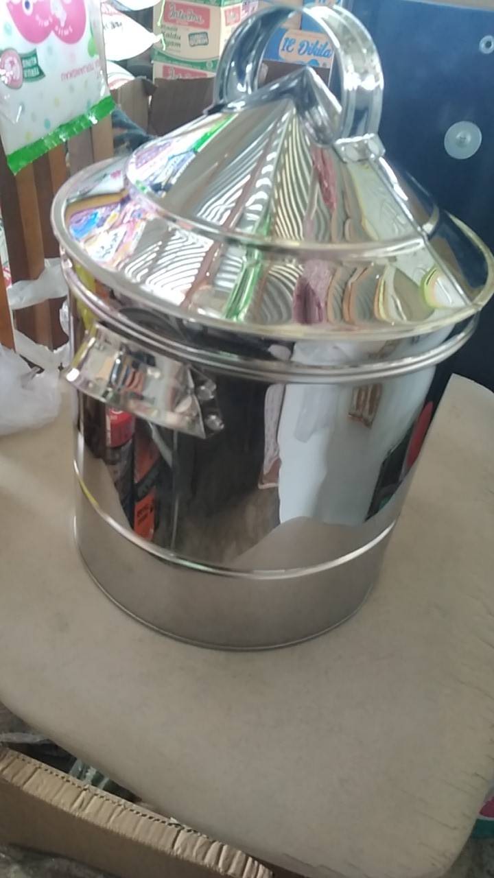 Panci Kukus  / Dandang Kukus Nasi Stainless Kapasitas 2  Literan / Kg  Beras , Panci Steamer , Kukusan