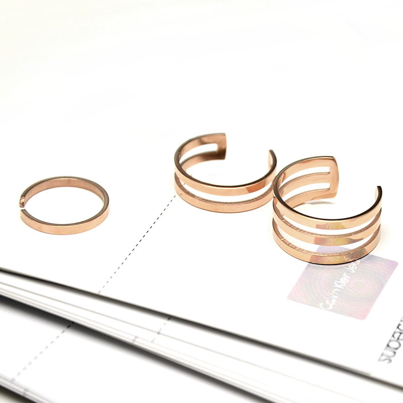 8Pcs/Set Fashion Simple Round Hole Geometric Ring Set  / Ladies Smooth Fine Thin Finger Ring / Elegant Gold Sliver Color Party Rings