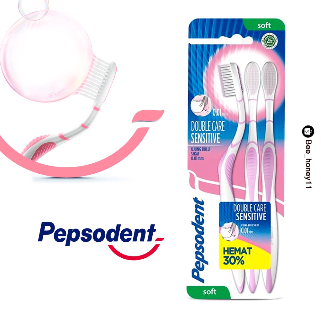 Pepsodent Toothbrush Sikat Gigi Double Care Sensitive Soft [Isi 3pcs]