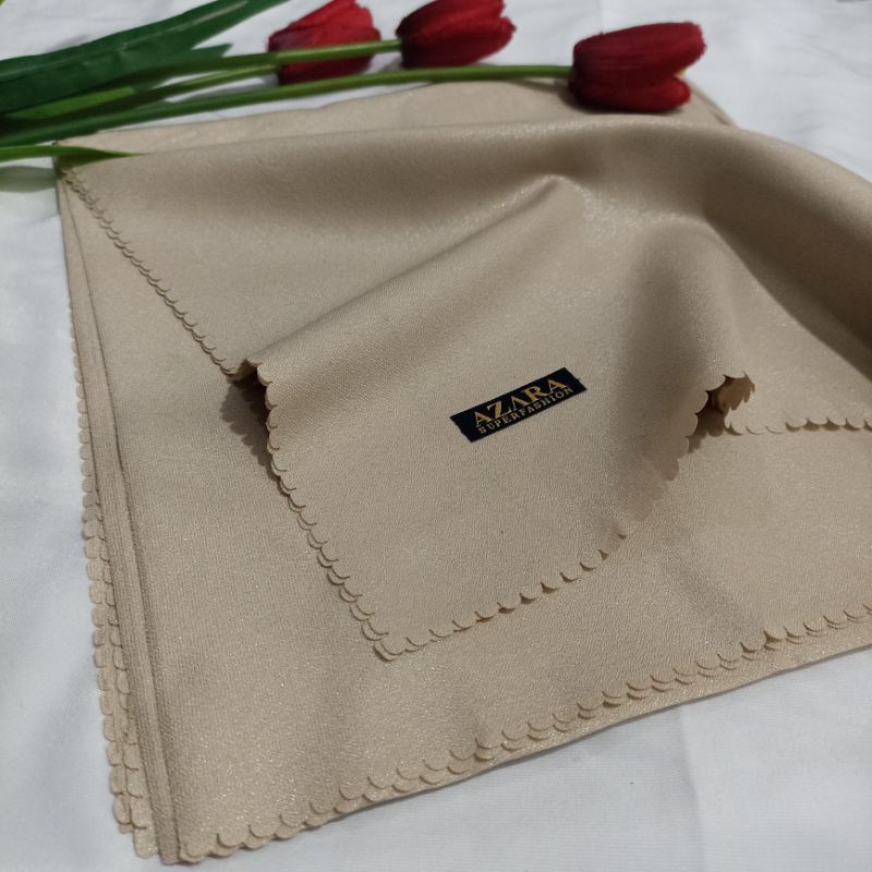 Hijab Segi Empat Azara nur sinar glamour Laser Cut kerudung hijab segiempat glowing 110 x 110-Latte Sinar