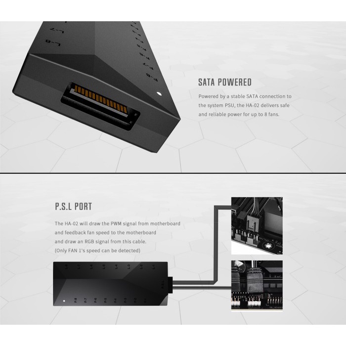 ID-COOLING HA-02 ARGB Hub 8 Port + Fan Hub 8 Port PWM