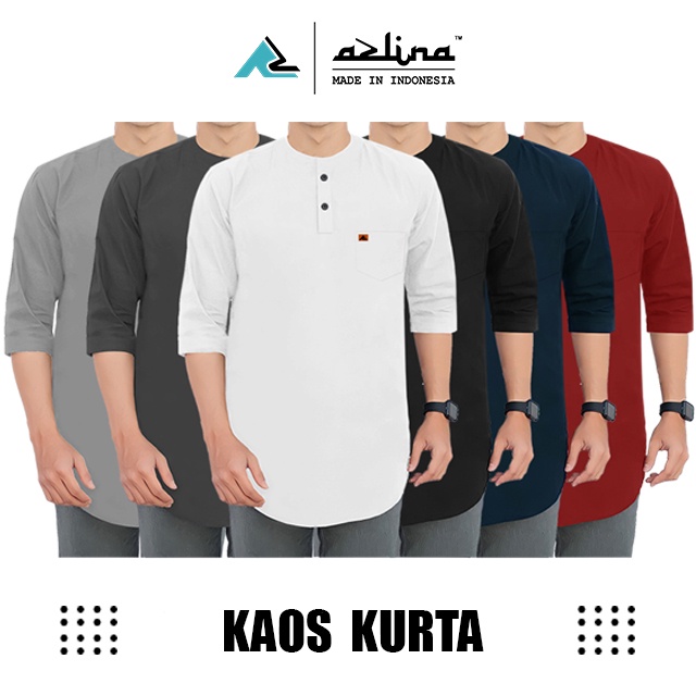 Kaos kurta premium pakistan pria dewasa bahan adem cotton combed 24s lengan 3/4