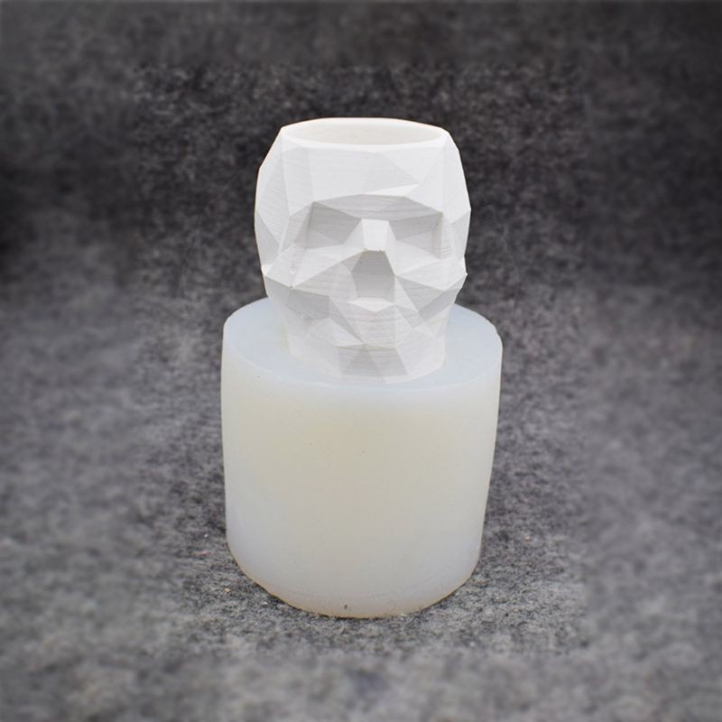 Glitter Modern Resin Skull Shaped Head Design Flower Pot Mold Planter Container Geometric Skull Concrete Pen Holder Resin Molds