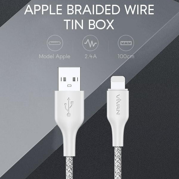 KABEL DATA VIVAN FC100S 3A 100cm ( Type-C -MicroUSB-Lightning ) Braided with Velcro Strap ORIGINAL GARANSI