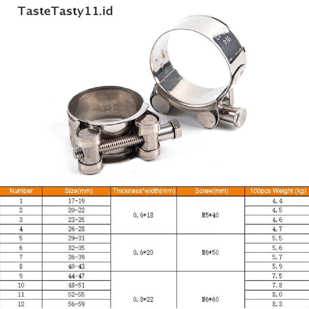 【TasteTasty】 Pipe Clamps Powerful Stainless Steel Hose Clips Fuel Hose Pipe Clamps Worm Drive .