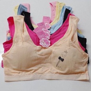 Miniset polos warna warni remaja busa tipis model sport bra bh miniset anak perempuan halus lembut