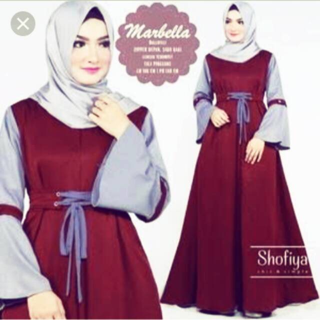 Ns FC Najibah syari gamis  polos benhur mocca maroon-1