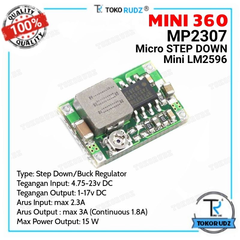 MP2307 Micro Step Down Converter DC to DC 3A Mini 360 Modul Penurun Tegangan Voltase