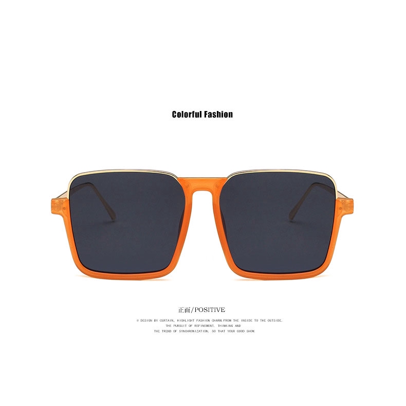 Oversized Square Half Frame Sunglasses Wanita Korea Style Mode Kacamata Ukuran Besar