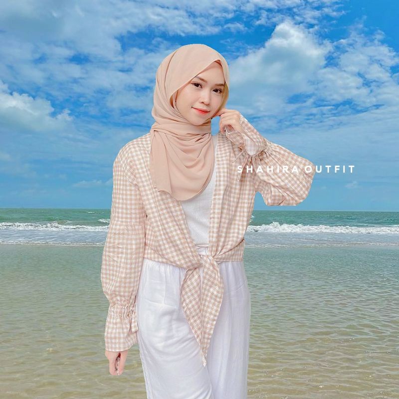 Vinca Cardigan Outer Crop Katun Jepang Premium