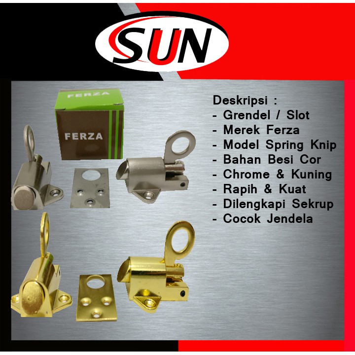 Grendel Slot Pintu Jendela Kodok Spring Knip Putih Kuning Emas Chrome