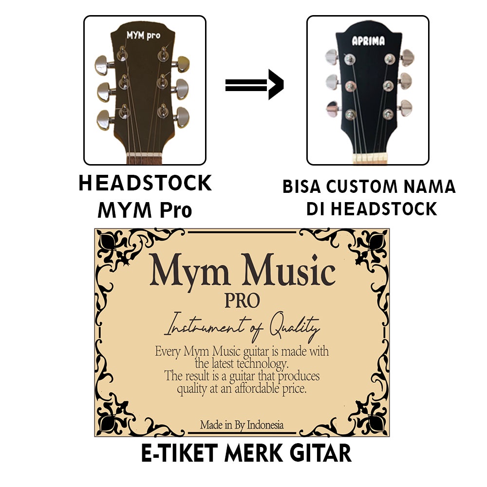 Gitar Akustik Elektrik Custom Ukuran 3/4 Free Packing Kayu