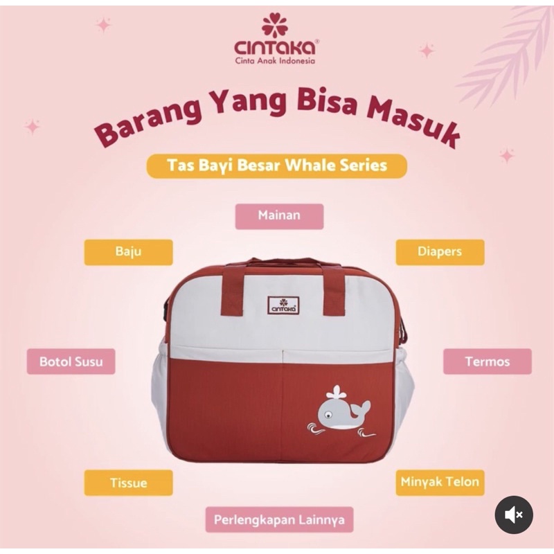 CINTAKA TAS SAKU PRINT TAS BAYI BESAR TCT 2551 &amp; TAS BAYI KECIL TCT 2553 WHALE SERIES Diaper Bag