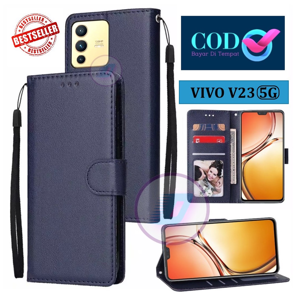 NEW VIVO V23 5G | V23E - FLIP LEATHER CASE PREMIUM-FLIP WALLET CASE KULIT/CASING DOMPET