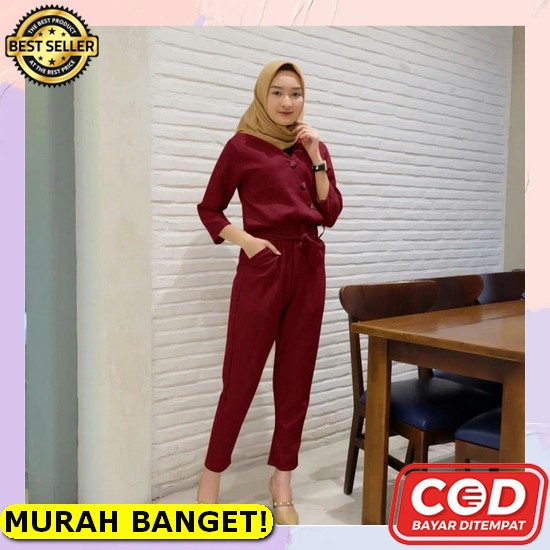 Jumpsuit Wanita Panjang Hijab Import Murah Dw115 3413 Salur Sg457 Iw218 Ljp Ijo Botol [Jumpsuit Ov J