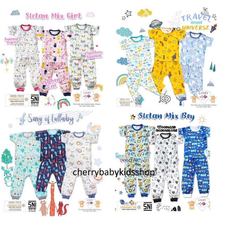 LIBBY BABY 1 / 3 Setelan Atasan Pendek + Celana Panjang Sunny Hill SML 2L XL XXL CBKS