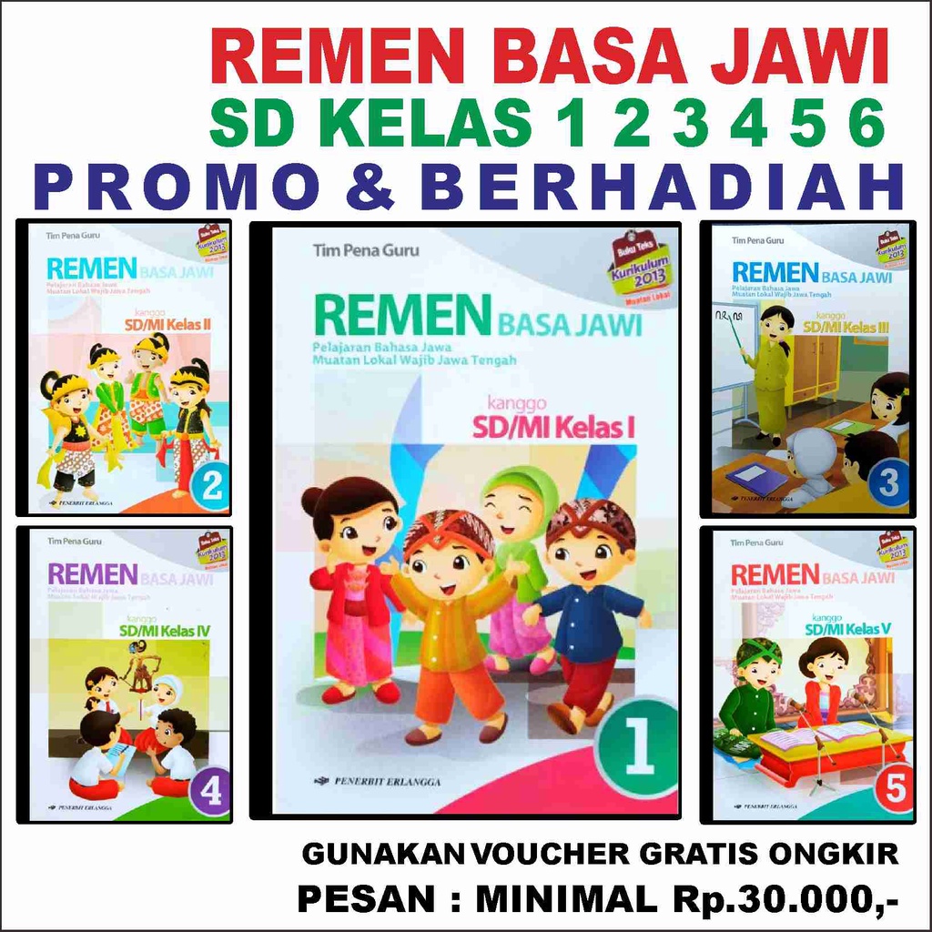 Jijexov BUKU REMEN BASA JAWI SD Kelas 1 2 3 4 5 6 PROMO * ERLANGGA Tim Pena Guru Kurikulum K13 & K21