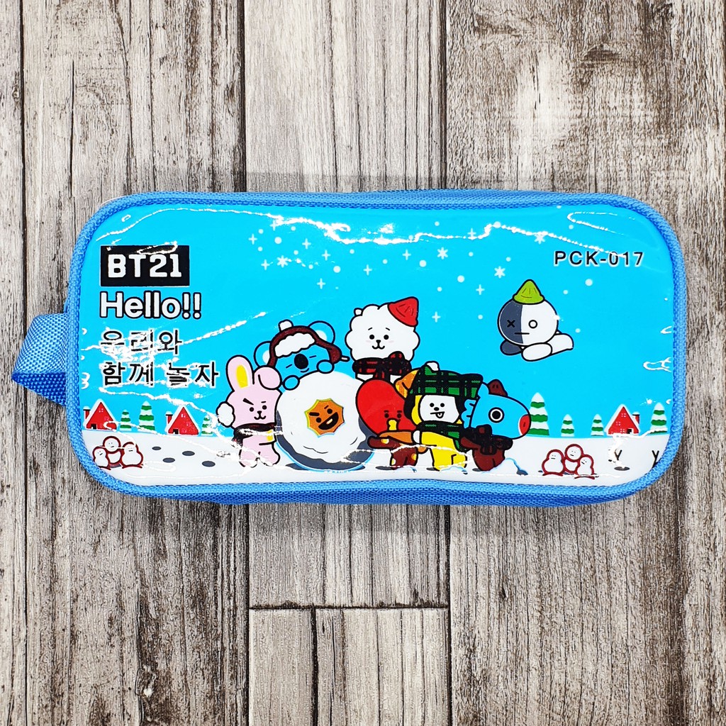 KOTAK PENSIL BT21 KPOP / TEMPAT ALAT TULIS BT21 TERLARIS-K.P - BT21 BIRU
