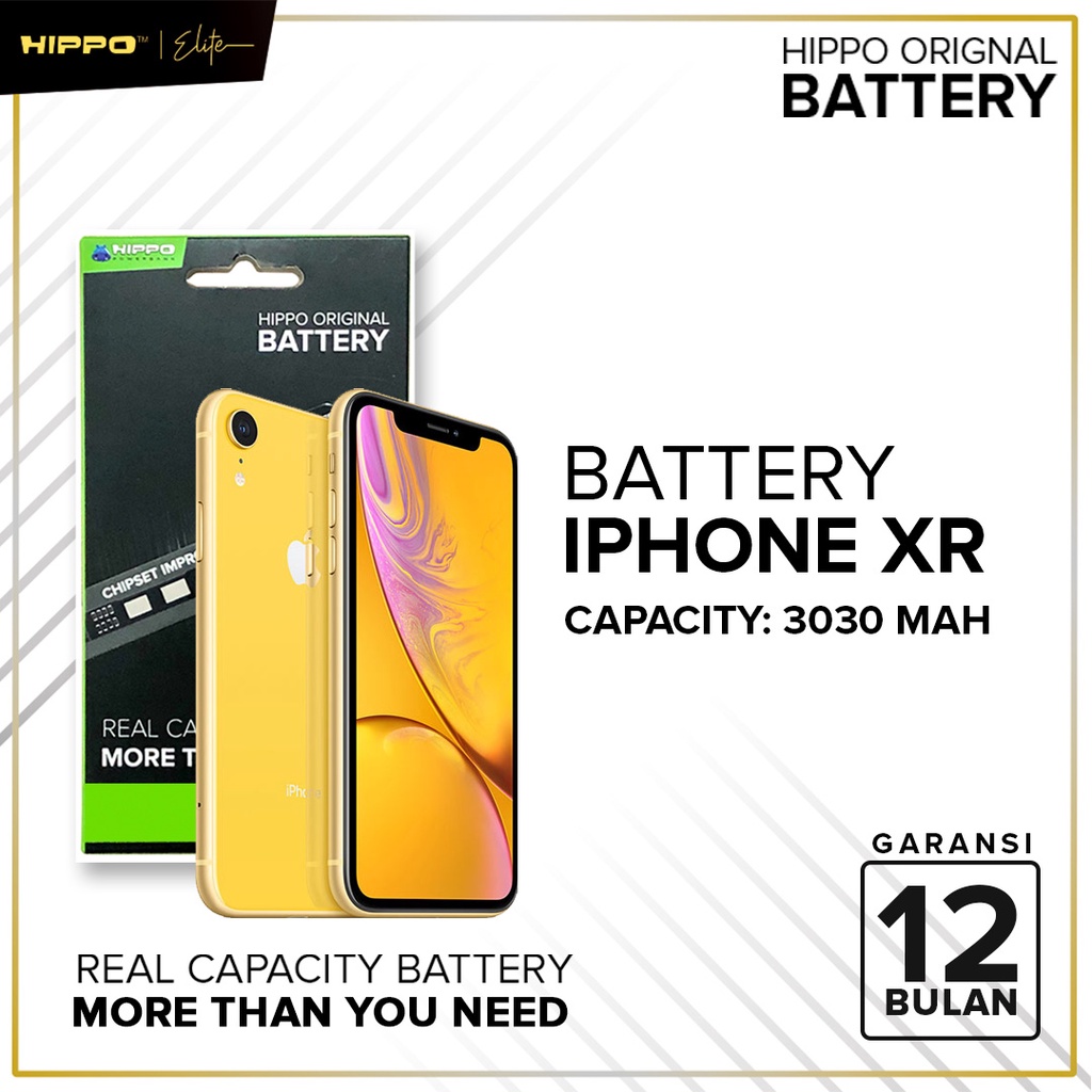Hippo Baterai iPhone XR 3030mAh Original Cell Battery Batere Premium Batu Batre Batrai Handphone Garansi Resmi