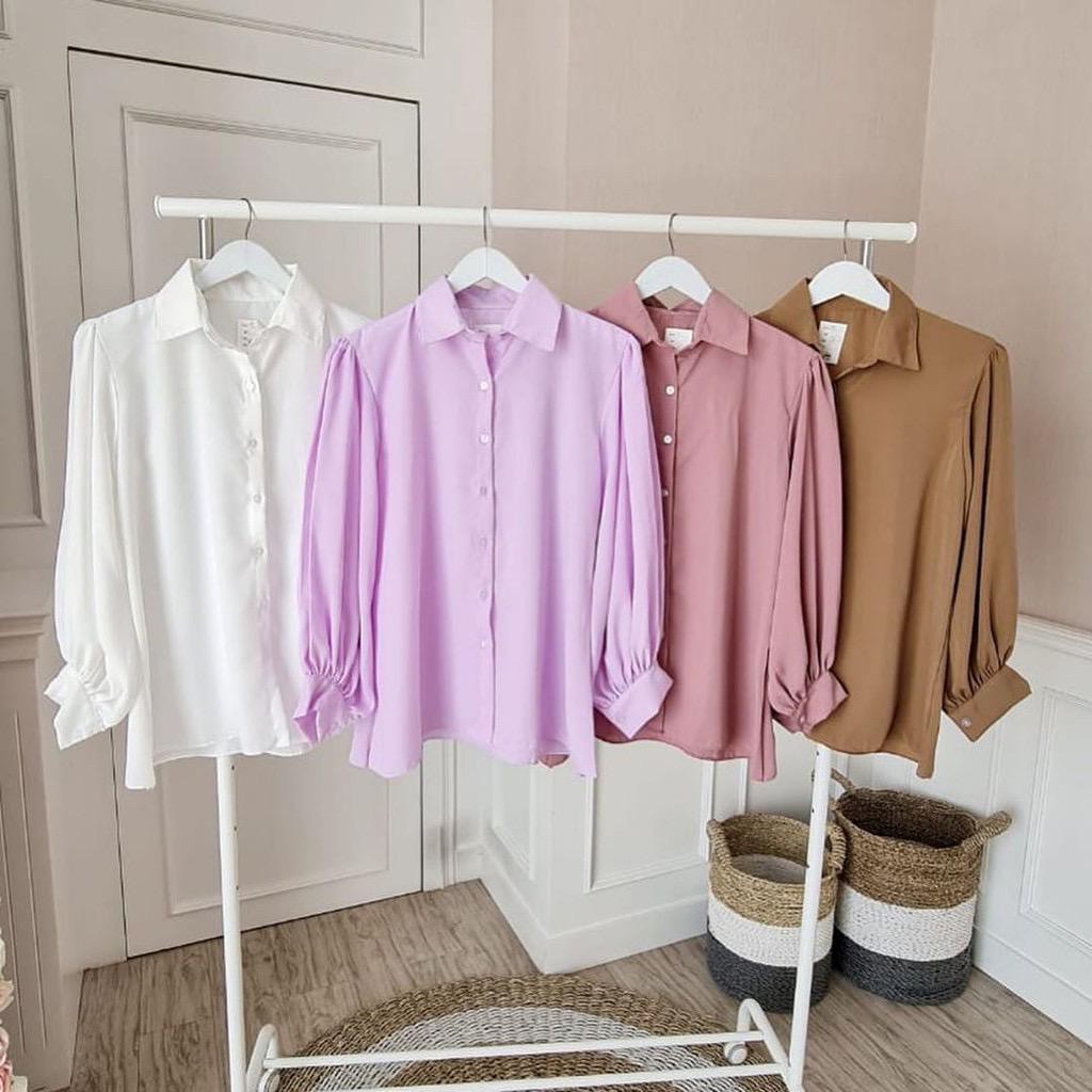 SVA 1KG MUAT 5PCS | AUDRY RUFI BASIC SHIRT RUFFLE PREMIUM PASTEL SOFT FULL KANCING FASHION WANITA